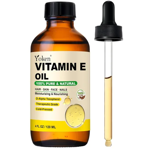 Aceite de Vitamina E Orgánico Yoken 4 Oz Aceite de Vitamina E orgánico para la piel Aceites de vitamina para la cara Aceite perfecto para baño y