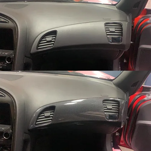 Vista 5 de Para C7 Corvette de fibra de carbono pasajeros salida de aire cubierta Trim Accesorios para 2014-2019 Chevrolet Corvette C7