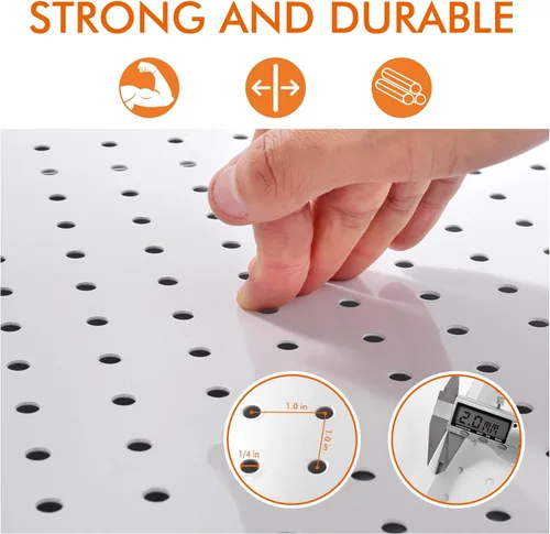 Vista 4 de G.CORE Organizador de tablero de clavijas de metal resistente, juego de paneles de tablero de clavijas de acero para almacenamiento de pared