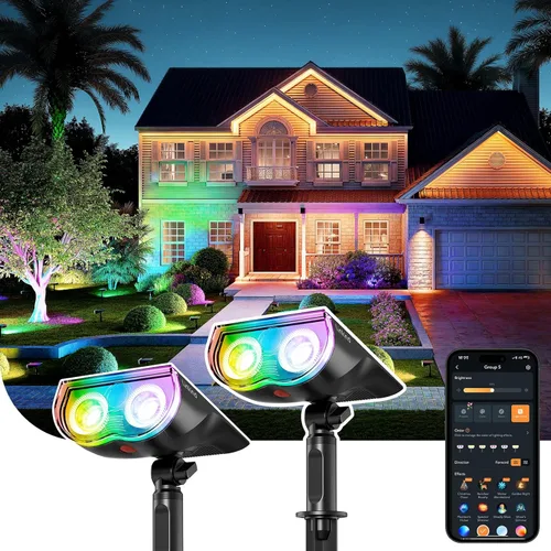 Vista 10 de Linkind - Focos solares para el atardecer hasta el amanecer con 16 luces LED, luces solares e impermeables IP67, luz diurna de 6500 K, luces