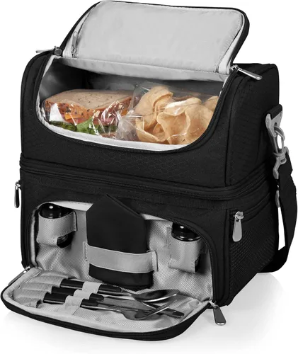 Vista 8 de PICNIC TIME Disney Mickey Mouse Pranzo Bolsa de Almuerzo, Lonchera Aislada con Juego de Utensilios, Bolsa Refrigerante para Almuerzo, (Negro), 11 x