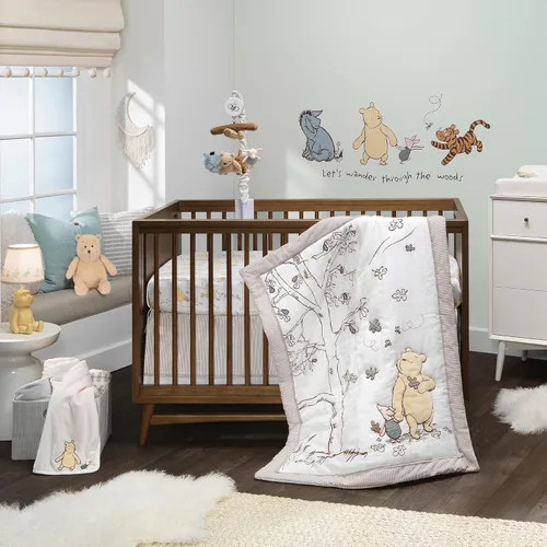 Vista 5 de Lambs & Ivy Storytime Pooh - Almohada suave de piel de oveja sintética, color crema