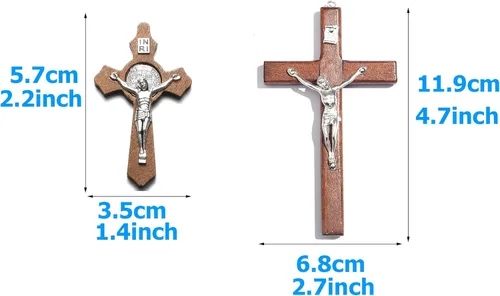 Vista 2 de LiHan1028 12pcs Wooden Crucifix Cross Religious Decoration for Catholic Wooden Jesus Cross