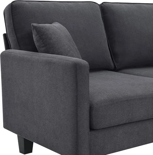 Vista 9 de Sofá seccional de tela de rizo de 90 x 88 pulgadas, moderno y práctico juego de sofá de 5 asientos, muebles de interior minimalistas en forma de L