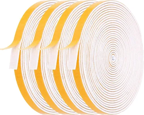 Vista 9 de Burlete de espuma con 2 rollos, 1 pulgada de ancho x 1/16 pulgadas de grosor, total de 26 pies de largo, tira de espuma con adhesivo