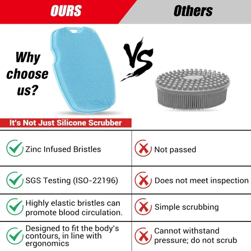 Vista 2 de Depurador corporal de silicona, anti infusión de zinc, cerdas altamente elásticas, exfoliante corporal para cuerpo de ducha, reducción de celulitis