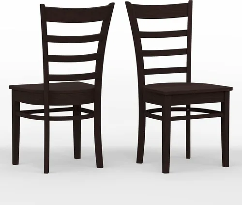 Vista 2 de Glenwillow Home Sillas de comedor de madera maciza con respaldo de listones en nogal oscuro (juego de 2)
