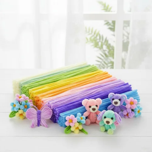 Vista 9 de URSDIART 450 limpiapipas pastel, 9 colores surtidos de tallos de chenilla Macaron