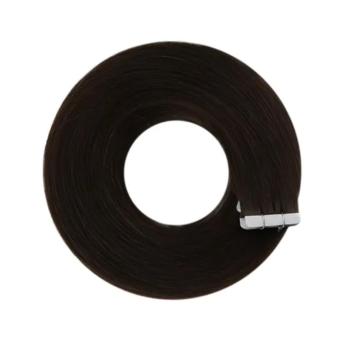 Vista 8 de YoungSee Extensiones de cabello humano con cinta, color marrón oscuro, extensiones de cabello humano Remy color marrón oscuro #2, extensiones