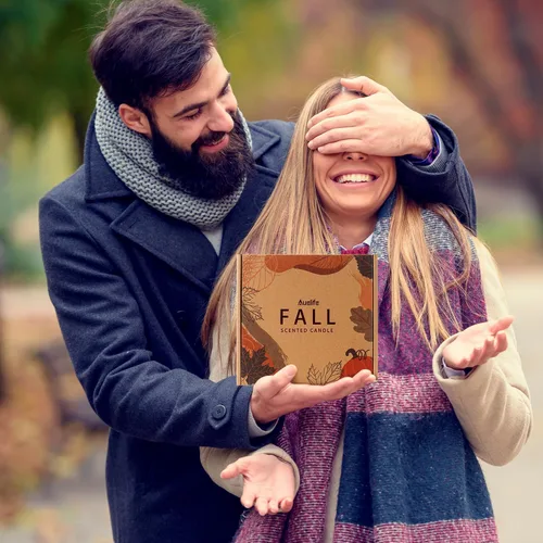 Vista 7 de Auelife Juego de velas de otoño Paquete de 4 velas perfumadas para el hogar – Regalos de velas para mujeres y hombres, velas de soja perfumadas