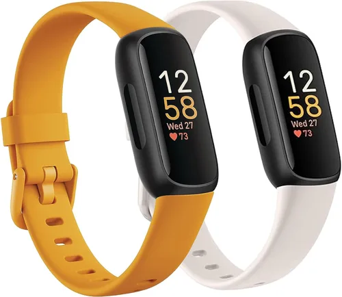 2 Pack Waterproof Bands Compatible with Fitbit inspire 3 Bands for Women Men, Classic Soft Sports Replacement Wristbands for Women Men