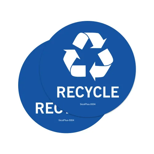 Adhesivo de reciclaje para papelera, calcomanías de papelera y calcomanías para botes de basura, 4 x 4 pulgadas, redondo, 02 calcomanías de