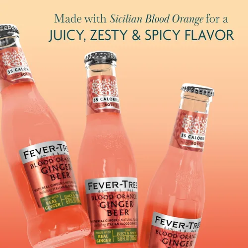 Vista 4 de Fever-Tree Blood Orange Ginger Beer – Mezclador Premium para Cócteles y Mocktails, botellas de 6.8 fl oz, paquete de 24 – Origen natural, sin OGM