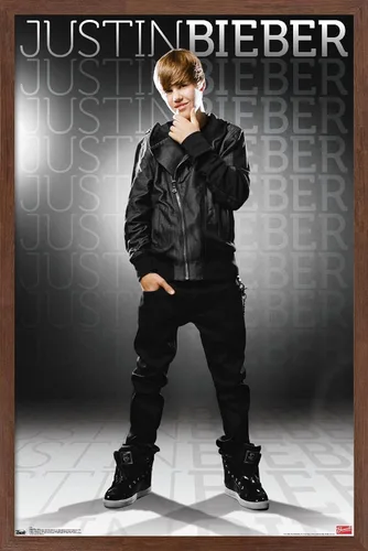 Vista 9 de Trends International Justin Bieber - Póster de pared gris, 14.725 x 22.375 pulgadas, versión enmarcada de madera de granero