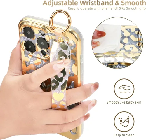 Vista 6 de Funda para iPhone 14 Pro con función atril para Apple iPhone 14 Pro de 6.1 pulgadas (patrón de piel de leopardo)