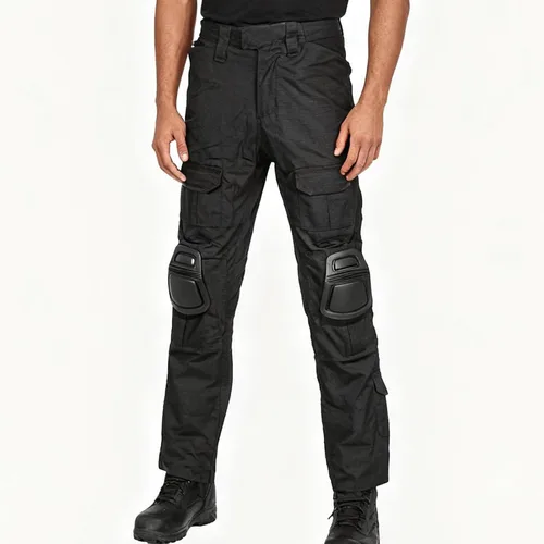 Vista 4 de H World Shopping Airsoft Paintball Pants Combat Men Pants with Knee Pads Black