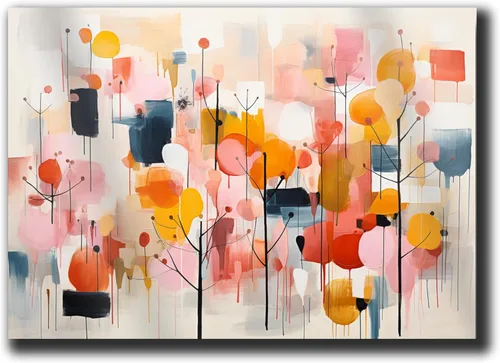 Negro y Multicolor, Impresión de Pintura en Colores Vibrantes, Arte Mural Abstracto Moderno, poster, Wall Decor