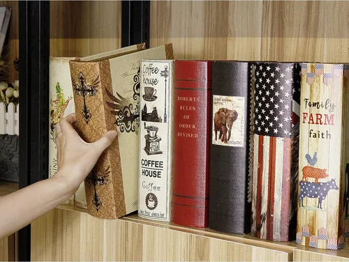 Vista 5 de PACOLO Cajas decorativas para libros, madera sintética con tapa magnética para guardar joyas ocultas, dinero y dinero en efectivo