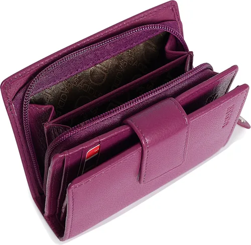 Vista 5 de SADDLER - Cartera de piel de lujo para mujer, con cierre RFID, tamaño mediano, con cierre de cremallera, ideal para monedas de identificación