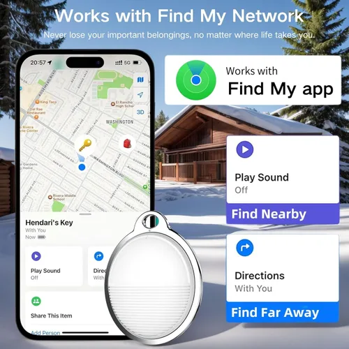 Vista 2 de Rastreador inteligente Rastreador de equipaje Bluetooth funciona con Apple Find My (requiere iOS), buscador de llaves y localizador de artículos