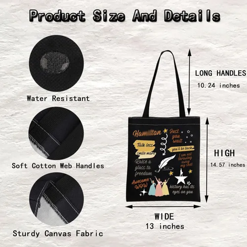 Vista 3 de MNIGIU Bolsa de regalo de teatro musical de Broadway para fanáticos Negro