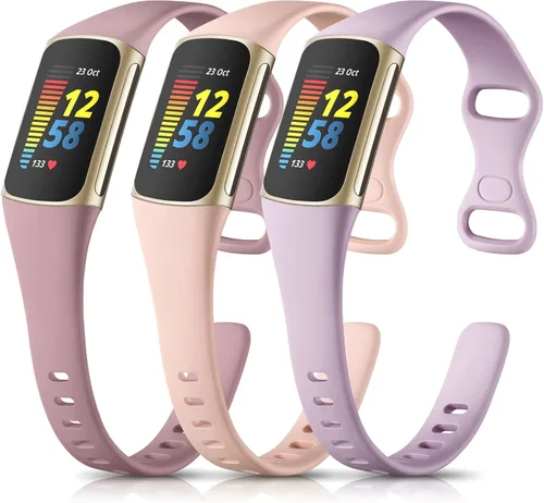 Vista 16 de Maledan Compatible con bandas Fitbit Charge 5 para mujeres y hombres, correa delgada transpirable de silicona suave para deportes, accesorios