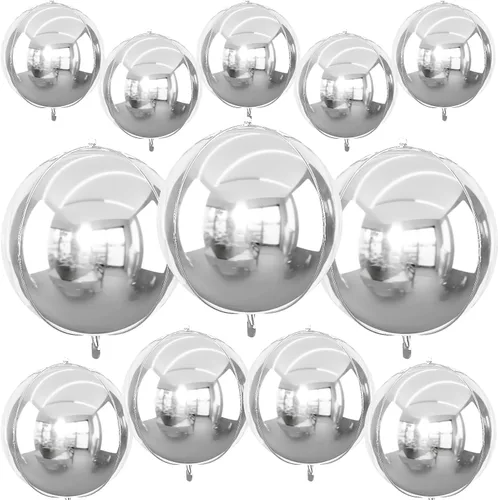 Vista 38 de 12 globos redondos de aluminio blanco crema, globos de 22 pulgadas y 10 pulgadas 4D de Mylar marfil de helio 4D, color beige, blanco arena