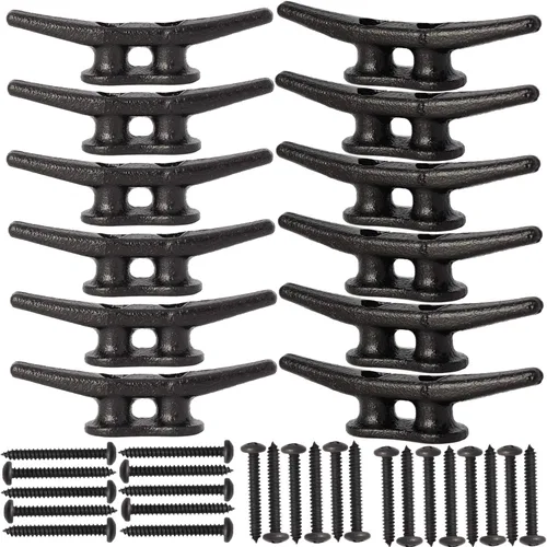 Vista 25 de Tacos de muelle de 4 pulgadas 4/6/8/12/16/20/24, tacos de cuerda para muelle de barco, tacos marinos de hierro con accesorios para cubierta