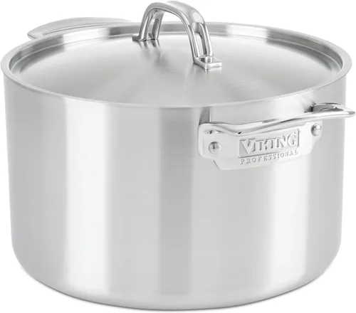 Vista 7 de Viking Olla de acero inoxidable de 5 capas, olla de cocina de sopa de 6 cuartos de galón con tapa, utensilios de cocina, acabado satinado