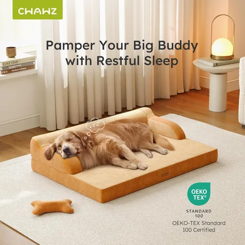 Vista 2 de CWAWZ XL Plus - Cama ortopédica para perros, cama grande para perros de tamaño grande, camas refrescantes para mascotas de doble cara con espuma
