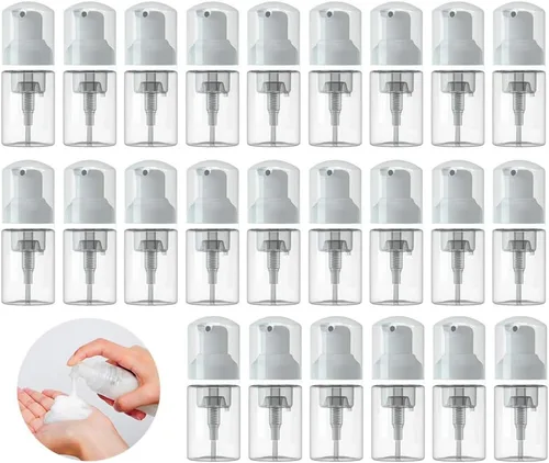 Vista 7 de 6 botellas de espuma vacía de 1 onza/1.0 fl oz de tamaño de viaje, botella de plástico para jabón, botellas dispensadoras de desinfectante de manos