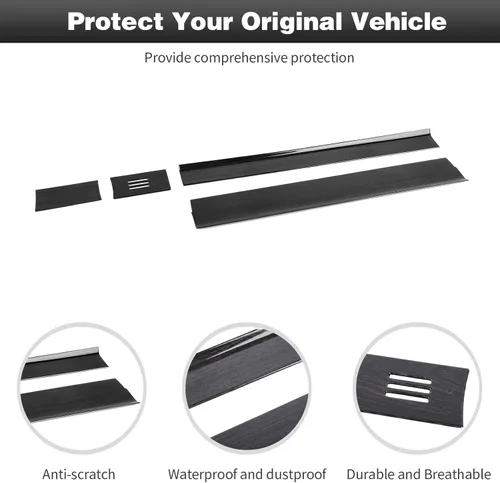 Vista 7 de CheroCar Para F150 - Panel de cubierta de consola central, accesorios de decoración para Ford F150 2015-2020, grano de madera negra..