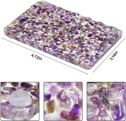 Vista 2 de Jabonera rectangular hecha a mano con piedras para decoración de ducha y baño, bandeja de jabón natural para mantener el jabón seco, accesorios