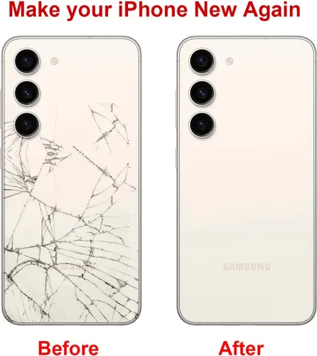 Vista 5 de Reemplazo de cristal trasero trasero para Samsung Galaxy S23 con kit de herramientas de reparación y manual (crema)