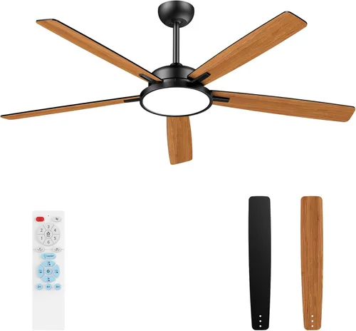 Vista 19 de TALOYA Ventiladores de techo con luces y control remoto, ventilador de techo de perfil bajo de 46 pulgadas con luz, montaje al ras, reversible, Negro