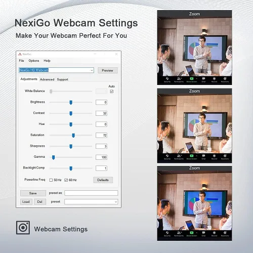Vista 3 de NexiGo N660 - Webcam de 1080P para negocios, micrófono dual y cubierta de privacidad, cámara web FHD USB para computadora, Plug and Play, para Negro