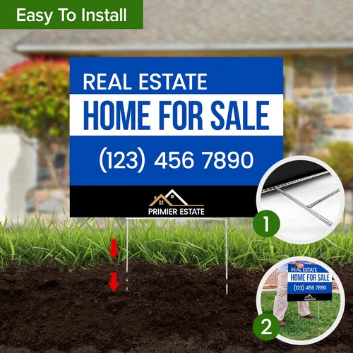 Vista 7 de Letrero personalizado para patio, letrero de césped de doble cara, paquete de 2, 18 x 24 pulgadas, personalizable con texto y logotipo