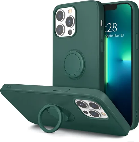 Vista 18 de Hython Funda para iPhone 13 Pro con soporte de anillo [soporte de anillo giratorio de 360° con soporte magnético] [forro de microfibra suave] Funda