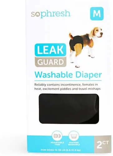 Vista 11 de So Phresh Pañal lavable contra fugas para perros, talla XS, paquete de 2