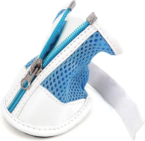 Vista 4 de ZUNEA Zapatos para perros pequeños para pavimento caliente, botas de malla transpirable para verano, ajustables, con cremallera antideslizante