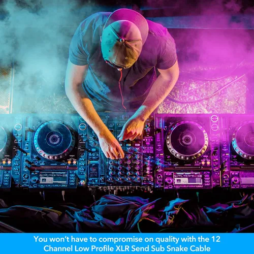 Vista 6 de Seismic Audio Cable Snake Sub de Envío XLR de Perfil Bajo de 12 Canales, Cable Divisor XLR, 25 Pies