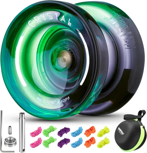 Yoyo K2 Crystal - Yoyo profesional responsivo para niños principiantes, Yo Yo de doble función para adultos avanzados + rodamiento extra no