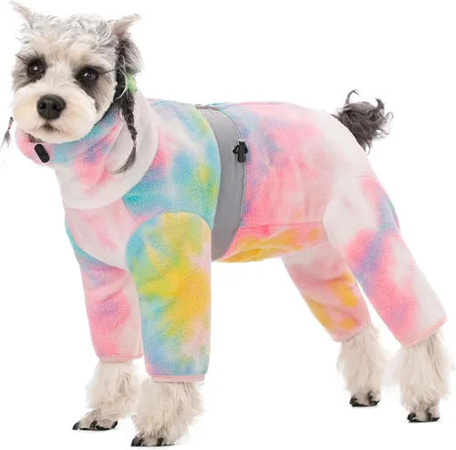 Vista 2 de Abrigos de forro polar para perros pequeños y medianos, chaqueta de invierno, suéter, chaleco, mono, ropa cálida de cuatro patas, pijamas