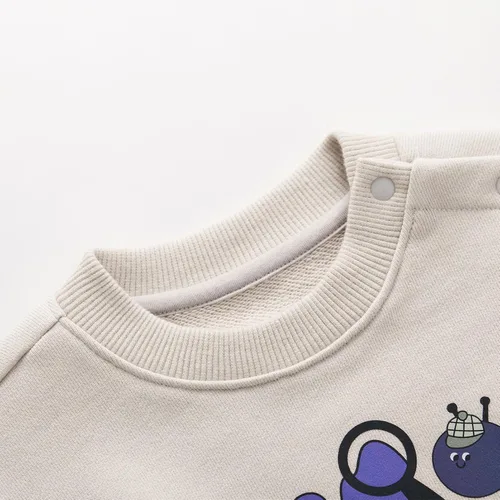 Vista 3 de pureborn Sudadera de manga larga con cuello redondo para bebés, niños y niñas, camisetas de algodón