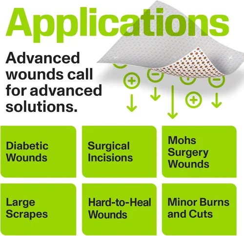 Vista 8 de PowerHeal Kit de vendaje bioeléctrico para el cuidado de heridas y curación rápida, 3 capas con almohadilla bioeléctrica, almohadilla absorbente