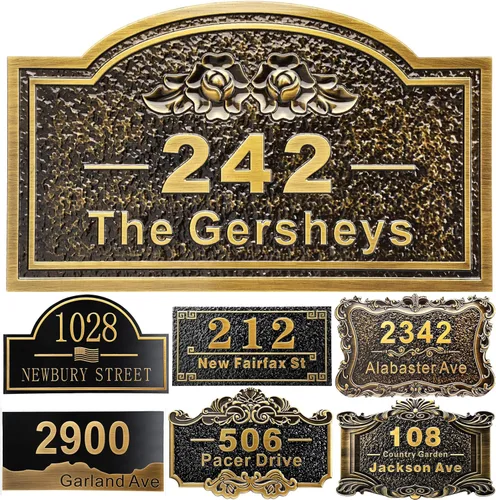 Vista 39 de Placa personalizada de dirección de casa de 12 pulgadas, números fundidos para exteriores, placa de señal de dirección personalizada con nombre
