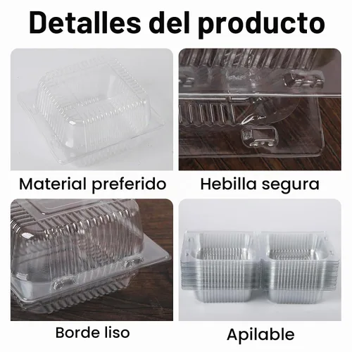 Vista 5 de Paquete de 50 bandejas para llevar de 4 x 4 pulgadas, recipientes