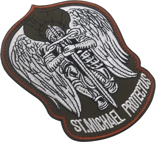 Vista 4 de St. Saint Michael Protect Us - Parche bordado táctico militar para operador del ejército con cierres de gancho y bucle, 3.54 x 4.72 pulgadas