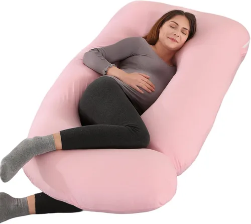 Vista 18 de ALLOPERA Almohada de embarazo, almohada de maternidad de cuerpo completo de 57 pulgadas con funda extraíble lavable, soporte para dormir para Gris