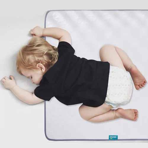 Vista 6 de Protector de colchón impermeable para cuna de 18 x 36 pulgadas, antideslizante y resistente, 4 capas de incontinencia para niños y adultos, Gris